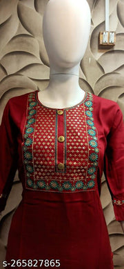 Trendy Women's Straight Embroidery Kurtis