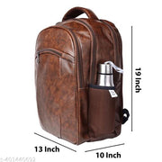 OZEL BAG Premium PU Leather Laptop Backpack School/College/Office/Travel Bags For Men & Women Upto 15inch Laptop - Brown