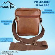 Vegan Leather Sling Cross-Body Travel Office Messenger One Side Shoulder Bag for Men, Women & Boys