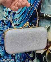 fancy partywear shimmer clutch with handle