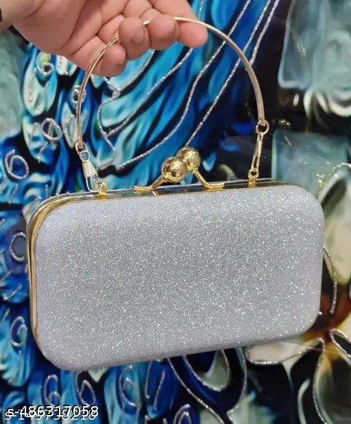 fancy partywear shimmer clutch with handle