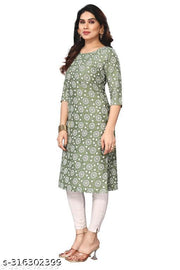 Polyster/Crepe fabric-Women Printed Straight Kurti
