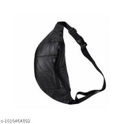 Men's Premium Black PU Leather Sling Bag | Adjustable Crossbody Chest Bag with Multiple Zip Compartments