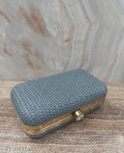 FANCY PARTYWEAR BOX CLUTCH WITH HANDLE SHIMMER SHINING BRIDAL CLUTCH