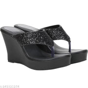 Wedding Party Wedges Black Flatform Heels Sandals For Women And Party Girls