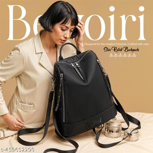 New Stylish & Aesthetic Black Backpack for Women/Girls College|School|Office|Travel|Party and Casual