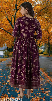 Letest Women Rayon printed Anarkali Kurti