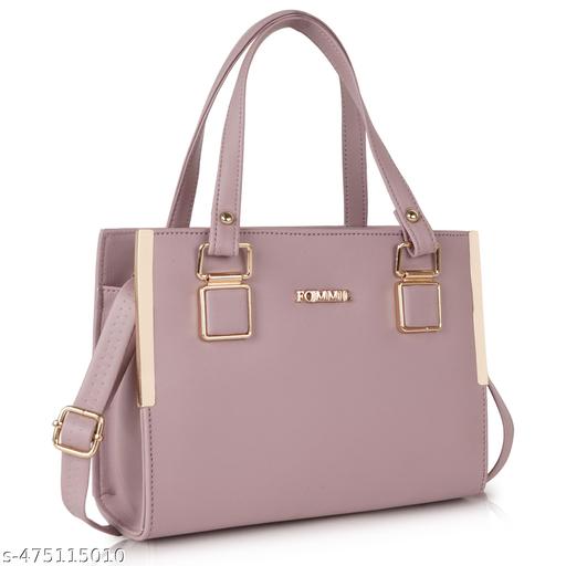 FOMMIL Ladies Handbag, Elegant Peach Sling Bag with Gold Hardware, Shoulder Strap