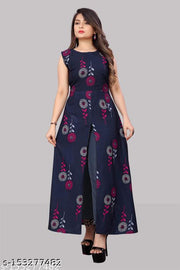 Polyster/Crepe fabric-Women's Fashion Crepe Kurti , Girl's Fashion crepe kurti's , Printed Straight Kurti , Plus Size Clothing - S, M, L, XL, XXL, 2XL,