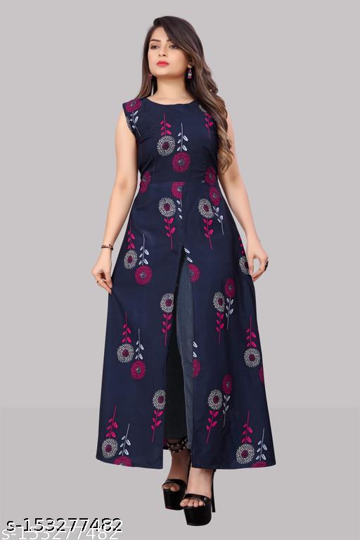 Polyster/Crepe fabric-Women's Fashion Crepe Kurti , Girl's Fashion crepe kurti's , Printed Straight Kurti , Plus Size Clothing - S, M, L, XL, XXL, 2XL,