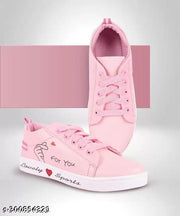 Attractive Women's Syntethic Leather Pink Sneakers