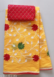 Embroidered Chanderi Cotton Linen Saree  