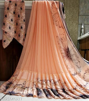GEORGETTE PRINTED SAREE WITH MATCHING BLOUSE