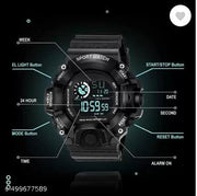 Digital Shockproof Multi-Functional Black Colour Strap Waterproof Digital Sports Watch for Men's Kids Watch for Boys Pack of 2| Digital Dial Black Solid Design Strap Multi Functional Sports Watch for Men & Boy