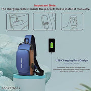 Men Stylish Crossbody Backpack, Anti-Theft Chest Bag with USB Charging Port, Messenger Bags, Casual Shoulder Bag