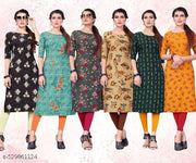 Women Printed Crepe Kurti (Combo Of 6)