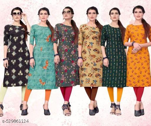 Women Printed Crepe Kurti (Combo Of 6)