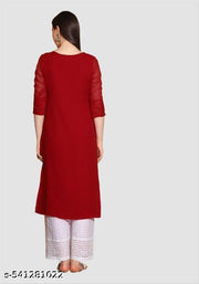 Women's Embroidered Georgette Straight Kurti
