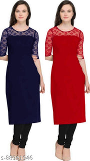 Casual American Crepe Round-Neck 3/4th Length Sleeves (45"Inches)