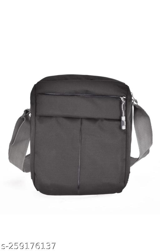 Stylish Side Bag Crossbody shoulder Sling medium size 6 pocket Polyester bag for Regular use ( Black )