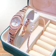 New Arrival Stylish Attractive Ethnic Rose Gold Bracelet Look Analog Watch for Girls