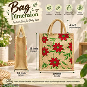 Eco-Friendly Jute Bag Combo I Perfect for Tiffin and Lunch, Featuring Flowers Print
