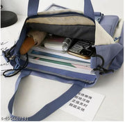 Korean Style Cute New Happy Day Tote Bag Large Capacity Bag Multi-functional Bag One Shoulder Crossbody Tution Bag, Study Bag (PACK OF 1)(BLUE)