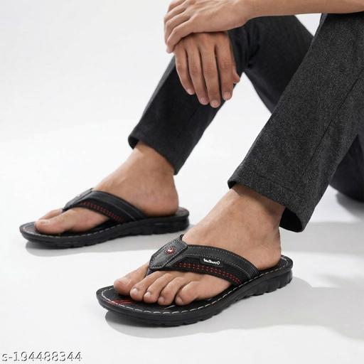 WALKAROO Men Everyday Comfort Slip-On Sandals with Cushion Sole |gents slippers| daily wear slippers for men| bathroom slippers For men|outdoor chappals| lightweight chappals| flat slippers for men| slip on chappals| Walkaroo men footwear-W1030 Black
