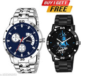 HC HARMI CREATIVE Analog Watch - For Men Steel and  Tranding Pu Belt Quartz Watch Strap For Mens and Boys (Combo Set of 2)