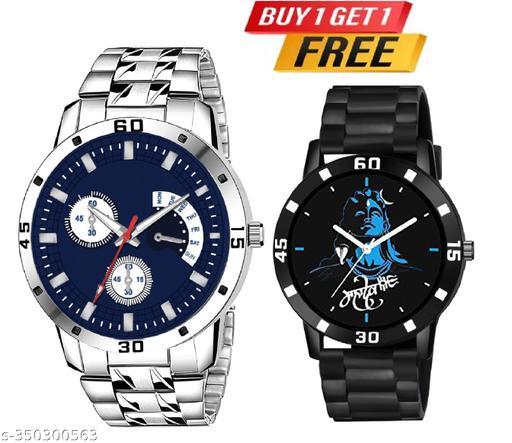 HC HARMI CREATIVE Analog Watch - For Men Steel and  Tranding Pu Belt Quartz Watch Strap For Mens and Boys (Combo Set of 2)