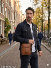 Crossbody Sling Bags || Stylish Shoulder Men & Women Cross Body Bag || Office Business Messenger Bag Water Resistant for Men and Women || (Pack of 1) || Tan Colour