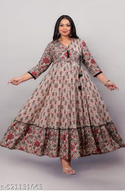 Long Trendy Cream Anarkali