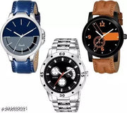 Stylish Men Glamour Brown Leather Analog Latest Watches gifted Man combo set