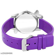 Analogue Butterfly Dimond Studded Flower Design Dial PU Strap Analog Girl's and Women's Watch