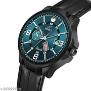 ANALOG DAY AND DATE WORKING BLUE DIAL&BLACK STRAP WATCH FOR MEN
