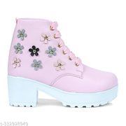 New Trendy, Stylish , Girl's High Heel , Comfortable and Fashionble ,Out Door , Boot Shoe's For Women/Girls , Ankle Length , LightWeight , Lace Up Casual , Boot For Women/Girls Boots For Women