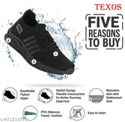 TEXOS Black Flyknit Memory Foam Casual Slip-On Sneakers Shoes For Men