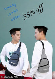 Unisex Adult Sling Bag Crossbody Shoulder Messenger Waterproof Short Trip Chest Bag (GREY AND NAVY BLUE CUTE COMBO) Fashion