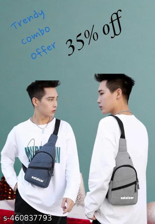 Unisex Adult Sling Bag Crossbody Shoulder Messenger Waterproof Short Trip Chest Bag (GREY AND NAVY BLUE CUTE COMBO) Fashion