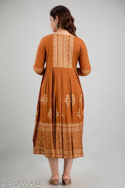 Women Rayon Printed Aaradhya Anarkali Kurtis