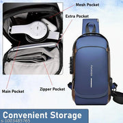 Waterproof Polyester Slim Unisex Crossbody Sling Bag Chest Backpack Men's Shoulder Bag, Leisure Travel Handbag, Hard Shell Anti-Theft Chest Bag