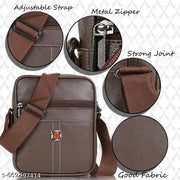 Shoulder bag for men | PU leather sling bag | Men’s Office Sling Bag | PU Leather Crossbody Shoulder Bag for Daily Essentials | Premium PU Leather Men Sling Bag | Lightweight Crossbody Bag for Travel & Casual Use Brown