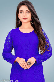 Women Self Design Net Straight Kurta