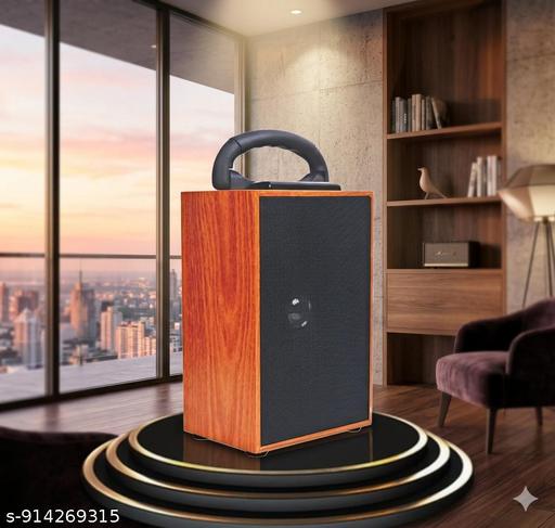 Vintage Harmony: Retro Portable Wooden Speaker with Carry Handle