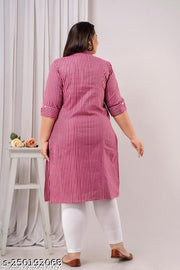 Neerupam Collection Women Pure Cotton Straight Kurti | Pink Cotton Kurti | Casual Wear Kurti| 44" Length Kurti| Long Kurti | Kurti For Girls | Plus Size Kurti