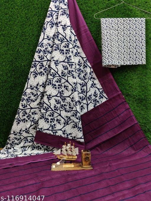 Jaipuri Hand Block Printed Soft Cotton Mulmul Saree ,latest cotton mulmul saree,Sanganeri Cotton Malmal Saree, Bagru Cotton Saree, Batic / Batik Print Cotton saree In Super Fine 92*80 Fabric Quality With Attached Blouse Piece for Woman