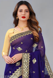 HEAVY KAJU DESIGN EMBROIDERY WORK WITH MIRROR SAREE BY KRADDLE