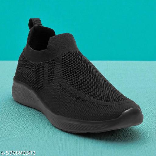 Men’s Slip-On Running Shoes | Lightweight Sports Sneakers with Memory Foam Cushioning | Walking, Gym, Jogging, Training (Black)