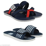 BRD-813-BRD-730 Navy Rexine Flip Flops For Men Combo Pack of 2