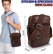 ZOVIRA Premium Crossbody Sling Bag for Men – Stylish, Durable, and Practical for Travel, Work, and Everyday Use – Adjustable Strap, Multiple Pockets, Lightweight Design Pack of 1 (Brown)